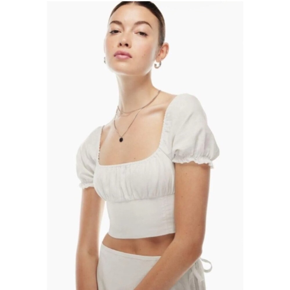 nwot Sunday Best Aviva linen blend crop top bustier L